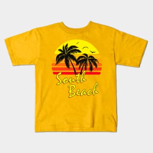 South Beach Retro Sunset Kids T-Shirt